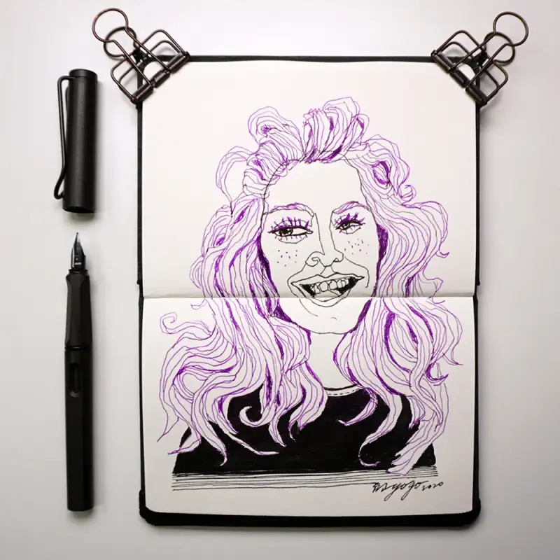 라미사파리만년필,사파리만년필,라미만년필,만년필,만년필화,만년필그림,펜화,펜드로잉,인물화,인물,인물드로잉,라인드로잉