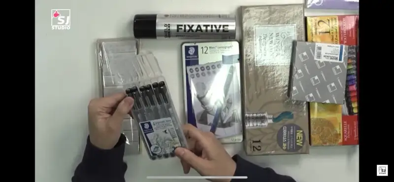 스테들러,스테들러마스루모그라피,스테들러피그먼트라이너,윈저앤뉴튼과슈,시넬리에수채물감,쉴드픽사티브,떡지우기