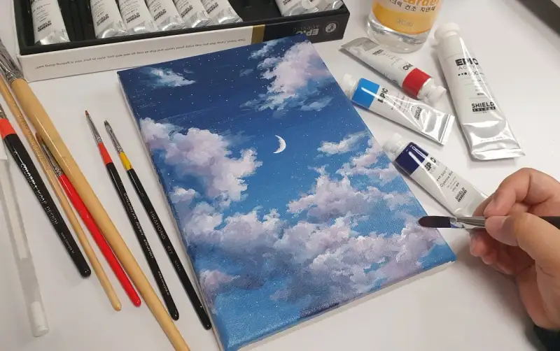 쉴드,쉴드에픽아크릴물감,쉴드아크릴물감,아크릴물감,밤하늘,하늘