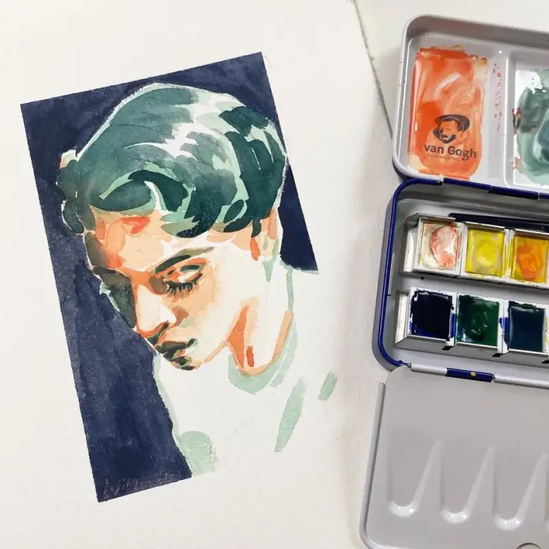 고지티브,인물화,반고흐,반고흐고체케익,틴케이스,반고흐고체물감,고체물감,수채화,수채물감,틴케이스물감,수채,반고흐수채물감