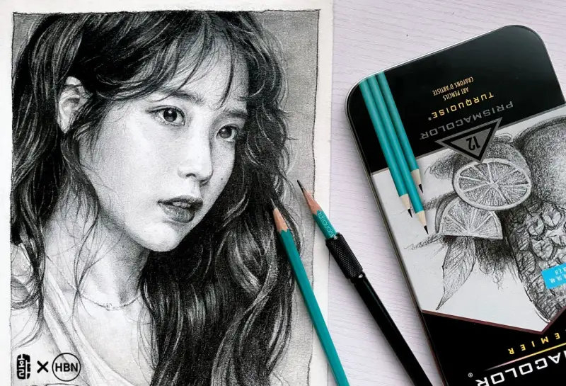 아이유,프리즈마연필,드로잉연필,인물소묘,소묘