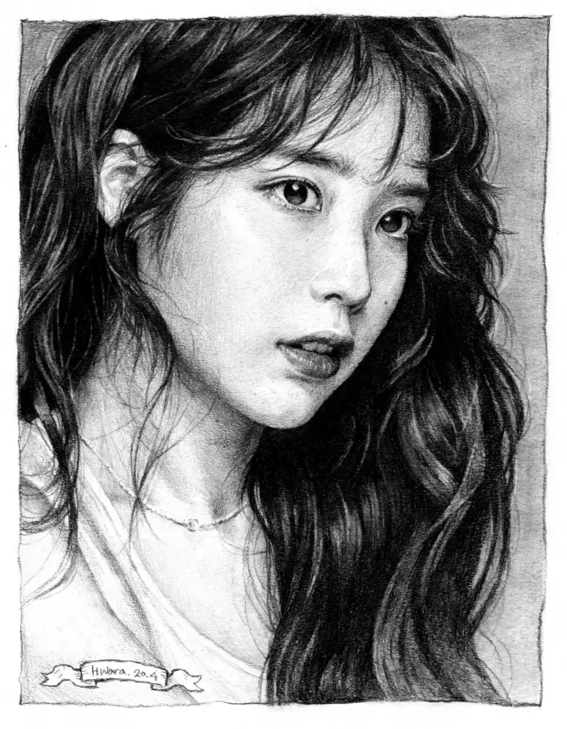 아이유,프리즈마연필,드로잉연필,인물소묘,소묘