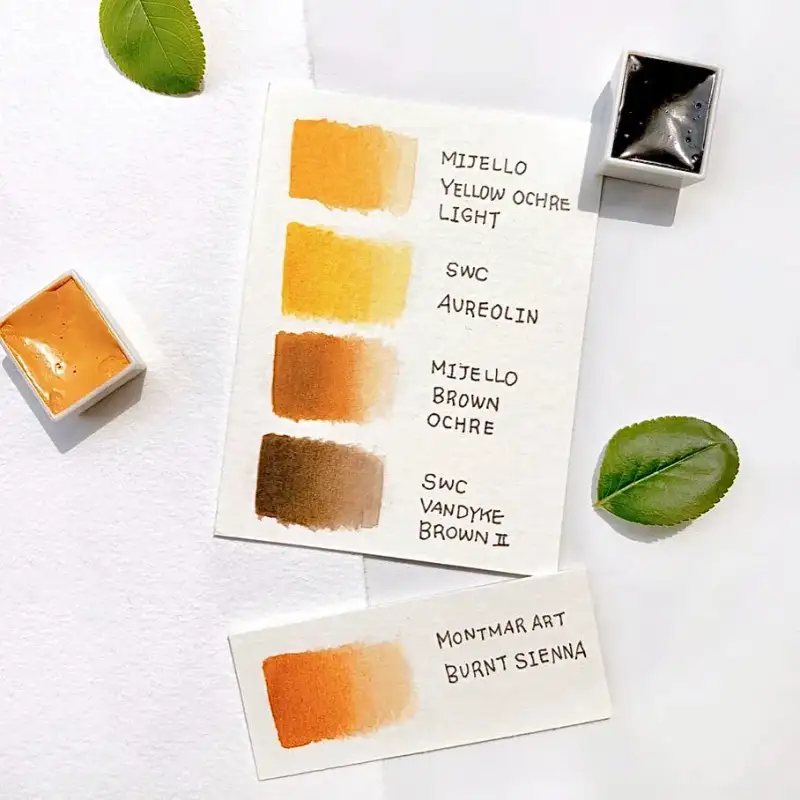 수채화,수채화물감,수채화발색,수채화색상,색상표,갈색,갈색수채화