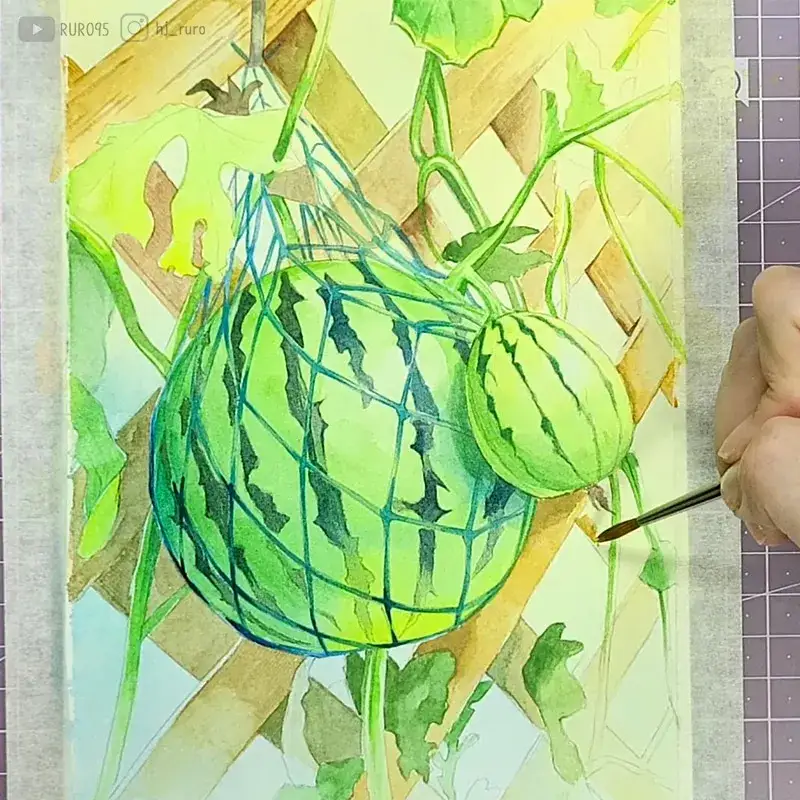 홀베인,홀베인HWC,HWC,홀베인물감,수박,수채화그림,수박수채화,홀베인물감리뷰
