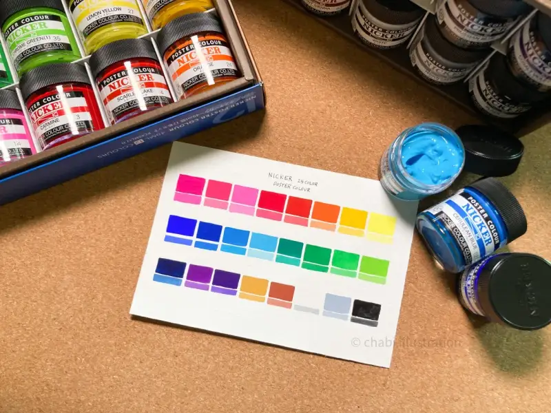 니카전문가용포스터칼라발색표,지브리스튜디오포스터칼라,만화물감,뮤즈포스터패드,니카포스터패드,과슈종이,뮤즈드로잉패드