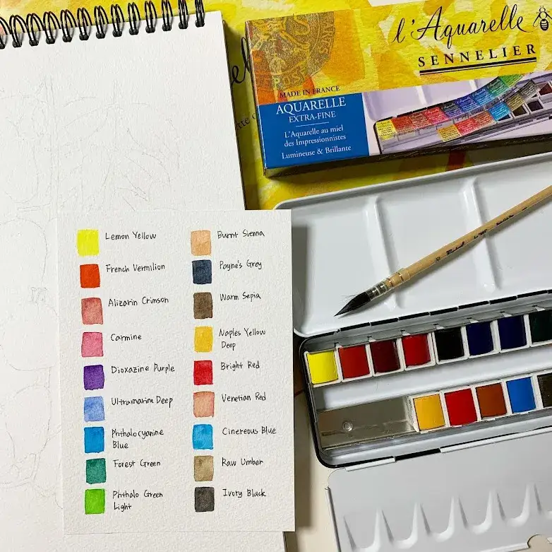 시넬리에전문가용수채고체물감세트,시넬리에수채고체물감발색