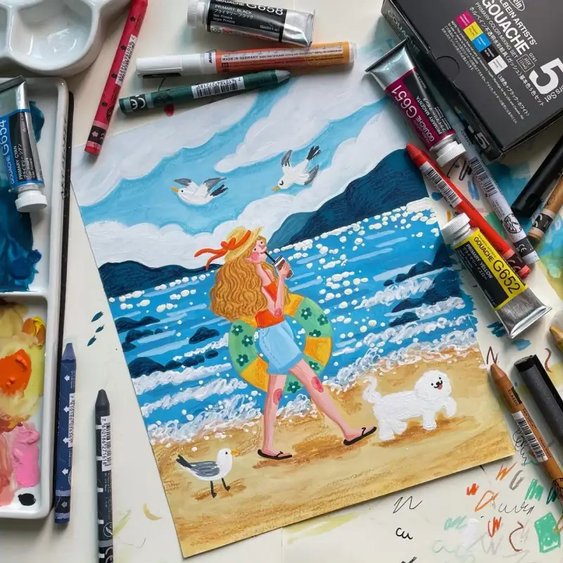 홀베인아티스트수채화과슈,까렌다쉬네오칼라2수성크레용,모로토원포올아크릴마카