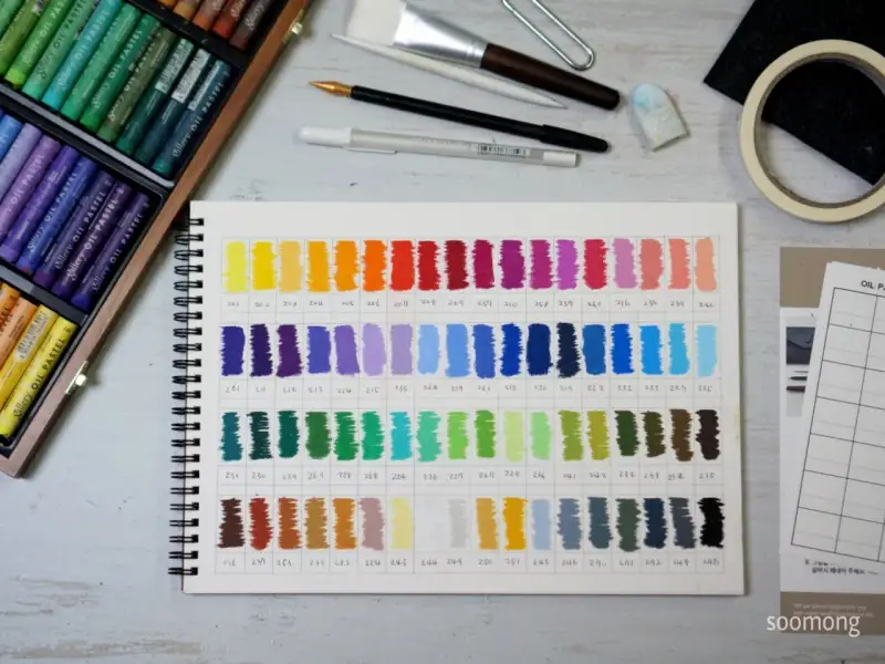 문교소프트오일파스텔,발색표
