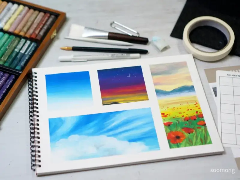 문교전문가용소프트오일파스텔세트,파펠시노브리스톨지스케치북,오일파스텔스케치북,겔리롤화이트,플로잇오일파스텔툴키트도구세트