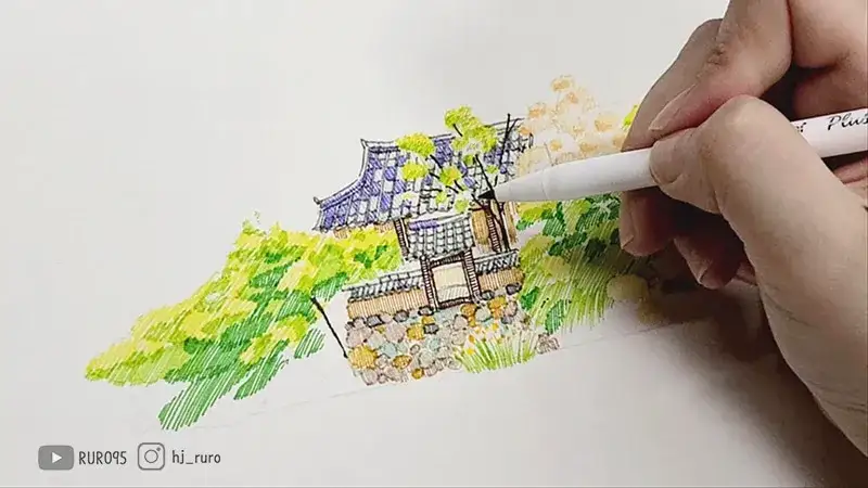 모나미플러스펜,모나미,모나미펜그림,풍경그림,펜화