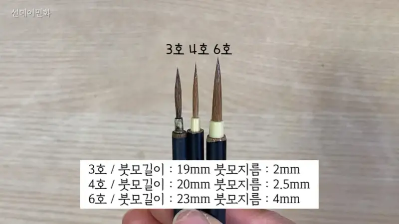 화랑칠성황모흑죽면상필,화랑동양화붓,동양화붓,세필붓