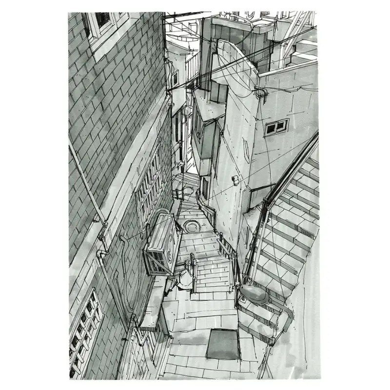 펜화,펜드로잉,풍경드로잉,골목드로잉,어반스케치,마카드로잉