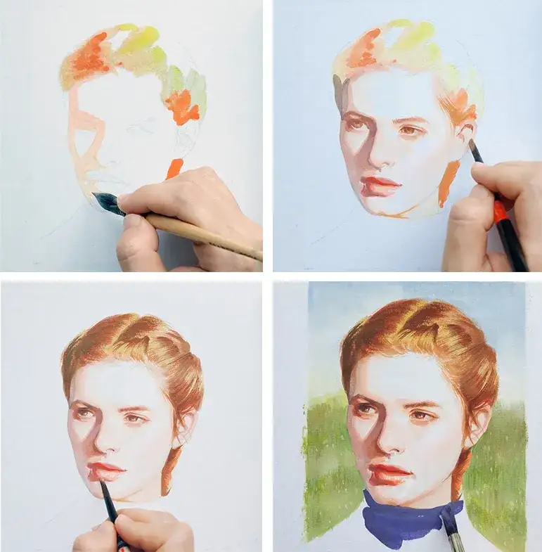 인물수채화,동양화일러스트