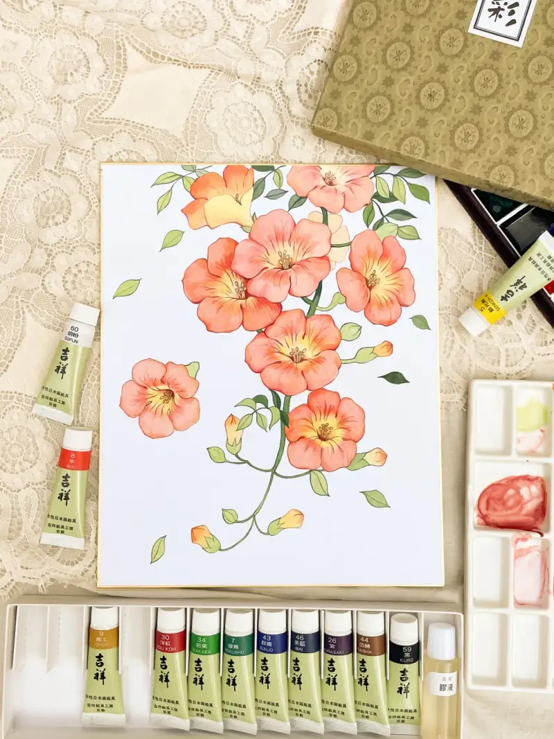 길상동양화물감,길상튜브물감,길상안채접시고체물감,길상물감,길상동양화,동양화일러스트,꽃일러스트