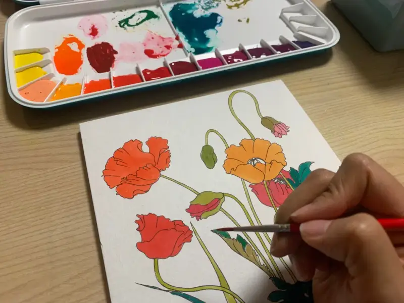 밑색칠하기,수채화채색,꽃그리기