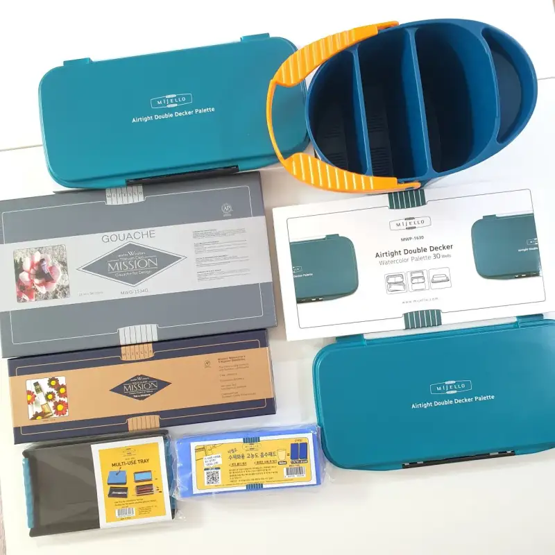 미젤로티타늄클래스수채화과슈,미젤로미션골드수채화물감,미젤로에어타이트더블데커파렛트,미젤로다기능물통,미젤로고농도흡수패드,미젤로다용도트레이