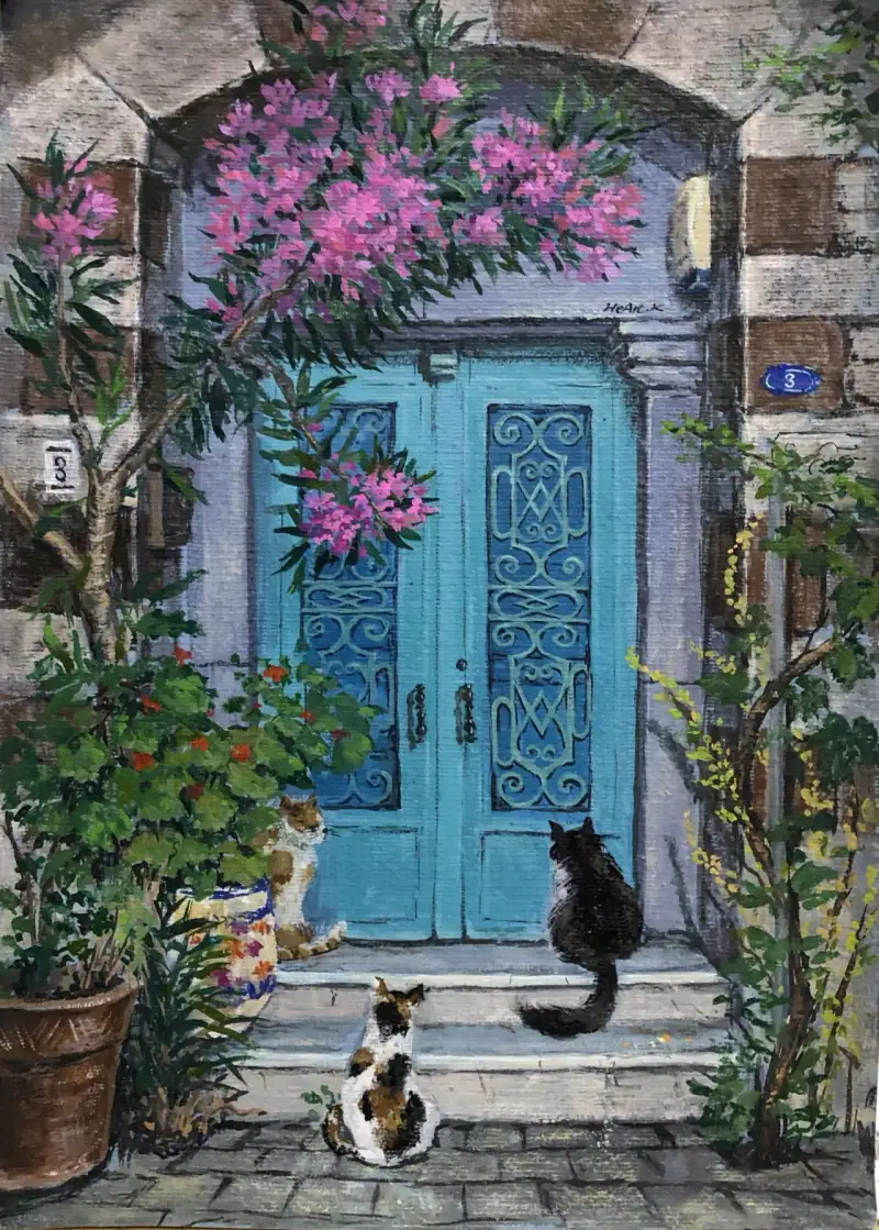 과슈일러스트,과슈풍경화,풍경수채화