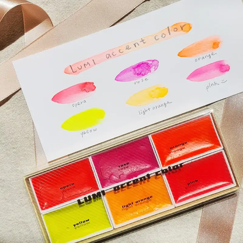 길상안채접시고체물감,길상형광색상6색,길상형광고체물감,길상고체물감형광색,길상동양화물감