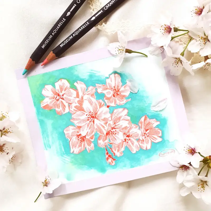 까렌다쉬뮤지엄아쿠아렐수채색연필,까렌다쉬수채색연필,까렌다쉬수채색연필40색,꽃그리기,까렌다쉬드로잉패드