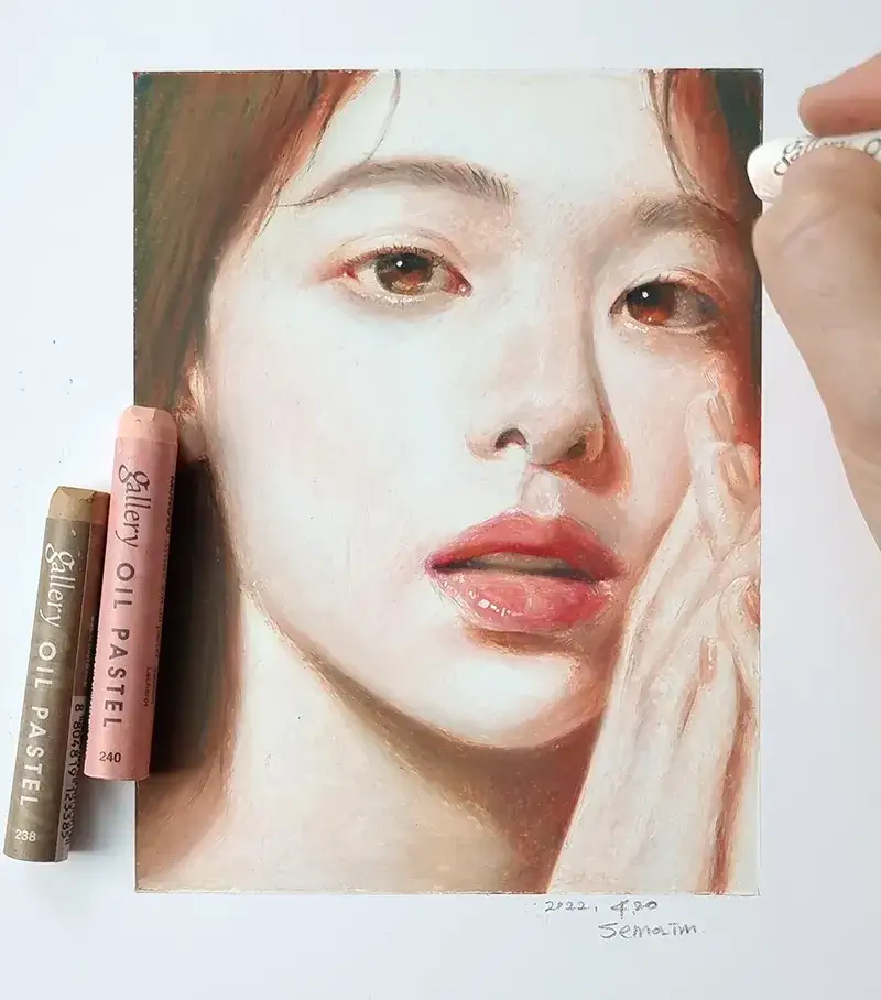 문교소프트오일파스텔,문교오일파스텔,파펠시노브리스톨지,파펠시노브리스톨,인물화그리기,오일파스텔화