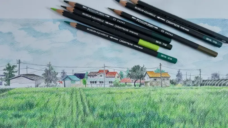 까렌다쉬뮤지엄아쿠아렐수채색연필,까렌다쉬뮤지엄아쿠아렐,까렌다쉬색연필,까렌다쉬수채색연필,까렌다쉬수채색연필40색,풍경화그리기,색연필풍경화