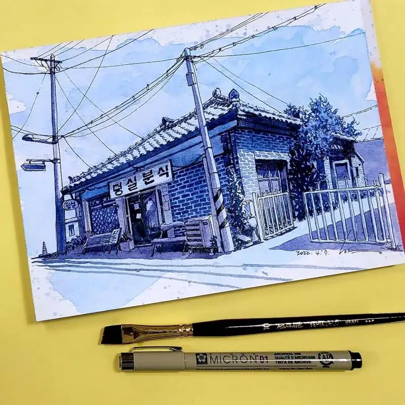 라파엘8560,라파엘붓,라파엘사선붓,라파엘수채화붓,수채화일러스트,풍경수채화,홀베인수채화물감32색세트,홀베인수채화물감