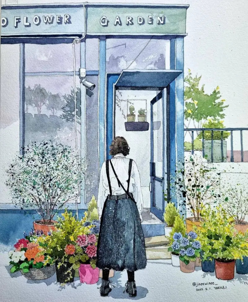 어반스케치,펜드로잉,펜수채화,수채화일러스트