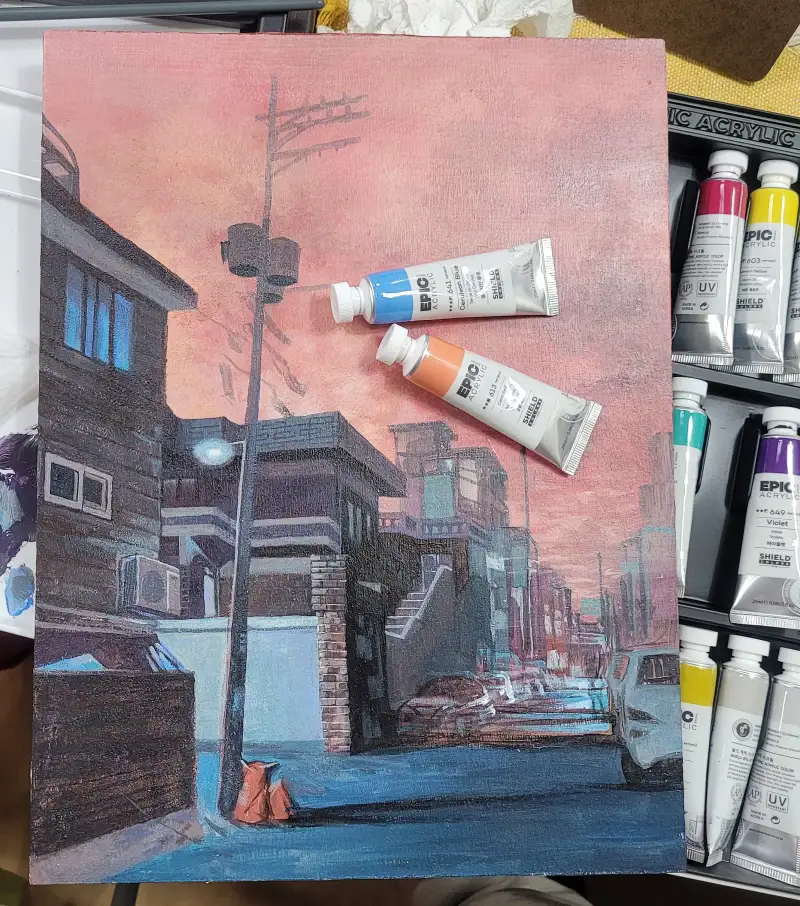 쉴드에픽아크릴물감,쉴드에픽아크릴,쉴드아크릴물감,쉴드아크릴,아크릴풍경화,풍경일러스트,풍경화그리기