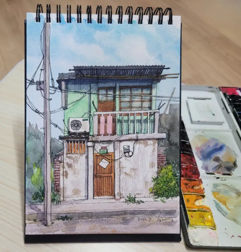 아트스퀘어스프링워터칼라북,파브리아노워터칼라북,파브리아노수채화스케치북,파브리아노수채용지,풍경일러스트,수채화일러스트