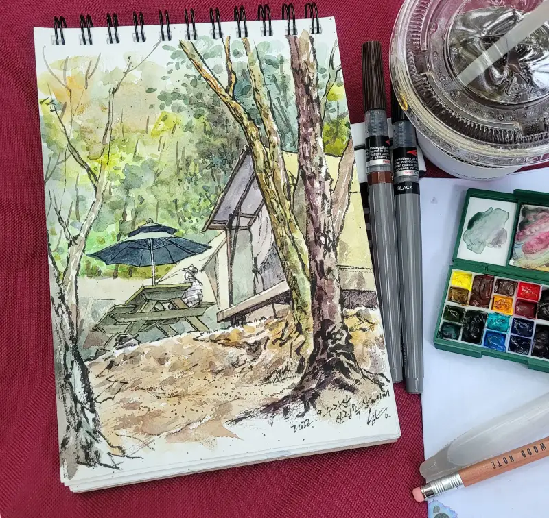 펜텔컬러브러쉬,펜텔컬러브러쉬카트리지붓펜,펜텔컬러브러쉬붓펜,펜텔붓펜,펜텔브러쉬,풍경일러스트,풍경화그리기,풍경수채화그리기,수채화일러스트