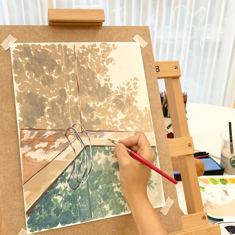 테이블이젤,테이블나무이젤,AnB,AnB테이블이젤,휴대용이젤,휴대용테이블이젤,휴대용화판,8절화판