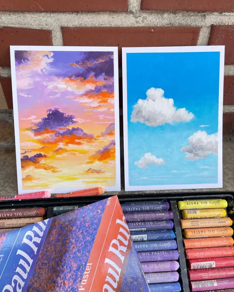 문교아티스트소프트오일파스텔,문교소프트오일파스텔,문교오일파스텔,폴루벤스오일파스텔,폴루벤스마카롱오일파스텔,풍경화그리기,풍경화일러스트,오일파스텔풍경화