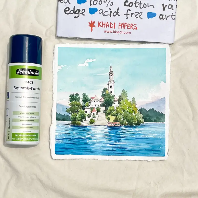 쉬민케수채용픽사티브,쉬민케픽사티브,쉬민케수채화보조지,카디페이퍼,카디페이퍼황목,수채화일러스트,풍경화그리기