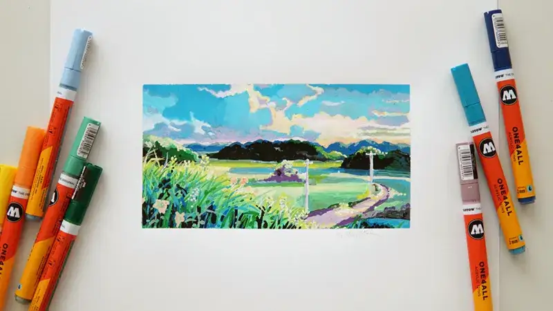 모로토원포올아크릴마카,모로토원포올아크릴마카2mm,모로토원포올,모로토아크릴마카,모로토마카,마카일러스트,마카드로잉,풍경화그리기