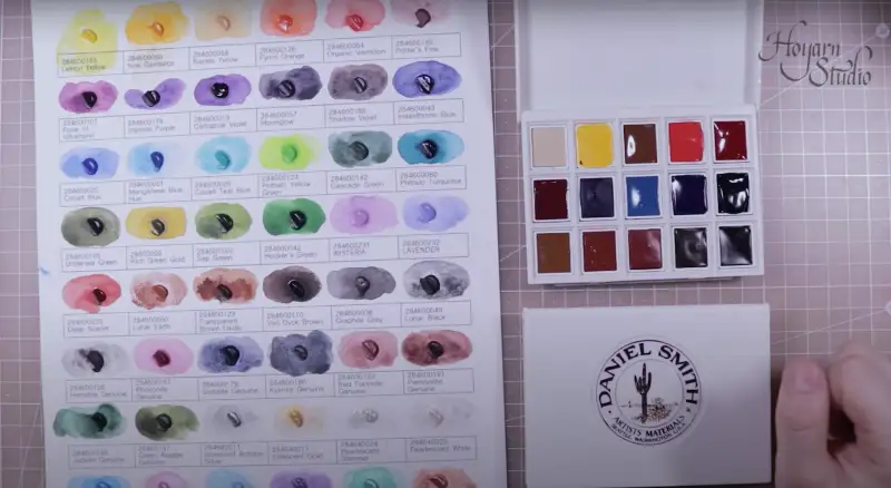 다니엘스미스수채화도트카드,다니엘스미스수채화발색표,수채화추천,고체물감