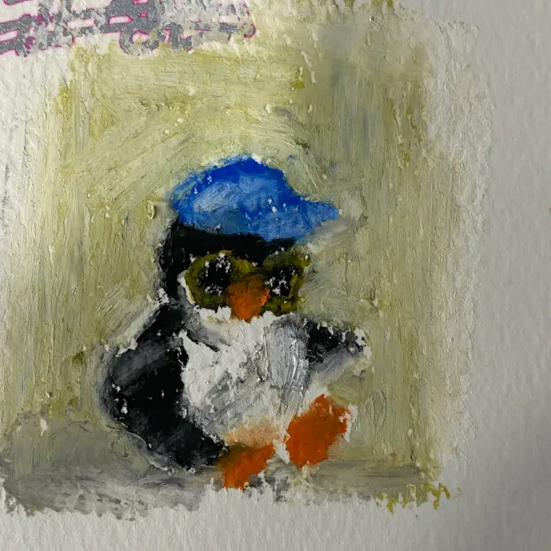 오일파스텔,펭귄,드로잉