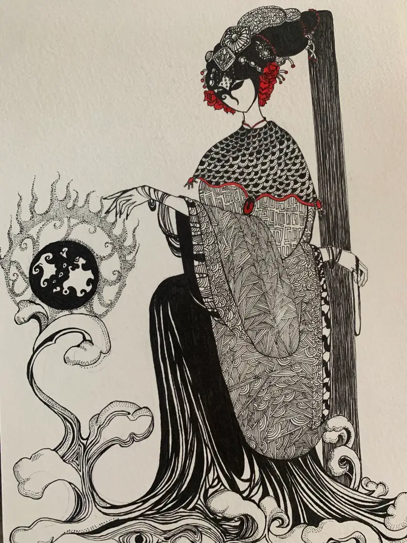 펜,스테들러,점묘,탱글,취미,그림,붓펜