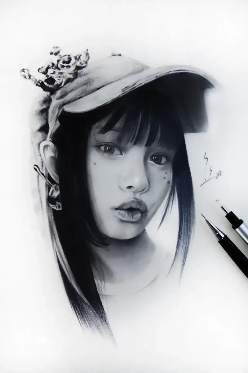 뉴진스,뉴진스하니,하니,인물화,인물소묘,소묘,초상화