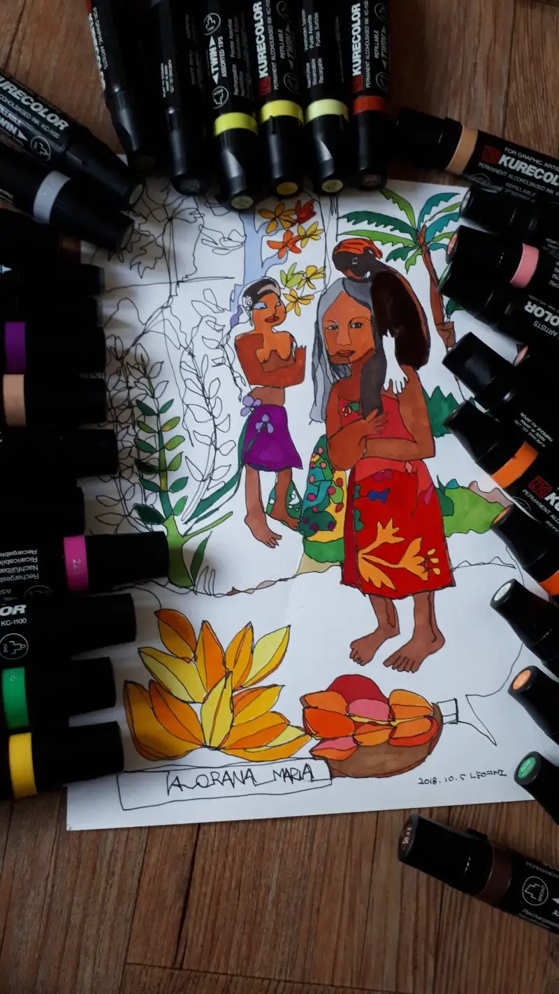 한선그리기,마카그림