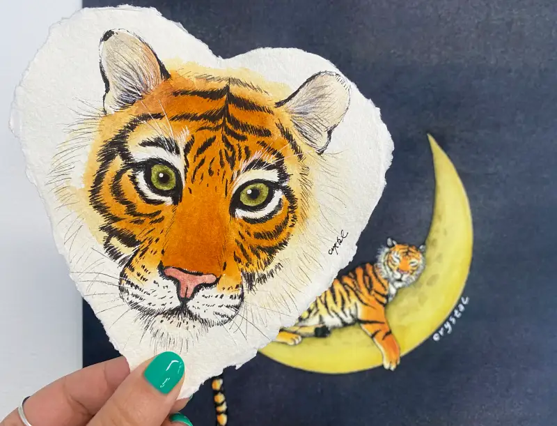 카디페이퍼,하트모양,이쁜호랑이