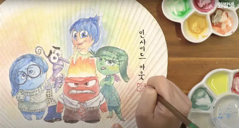 길상봉채막대고체물감세트,도자기파렛트한국화동양화꽃접시,원형부채,화랑문방정품면상필,화랑너모필,anb접이식다용도물통