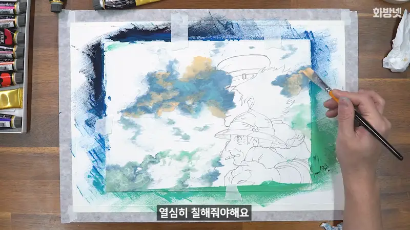 니카아크릴과슈,AnB70AS사선붓