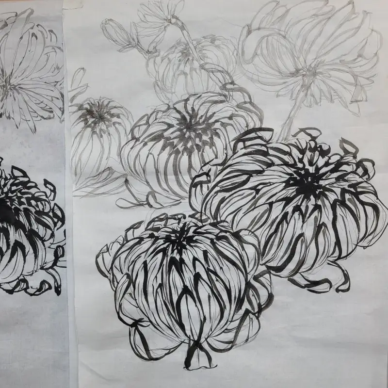 연습,한국화,정물,수묵화