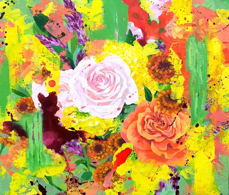 꽃그림,조선자아크릴과슈,아크릴화,아크릴과슈,과슈,조선자,조소냐