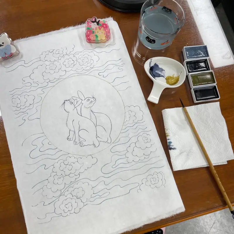 민화,밑그림,길상안채,토끼