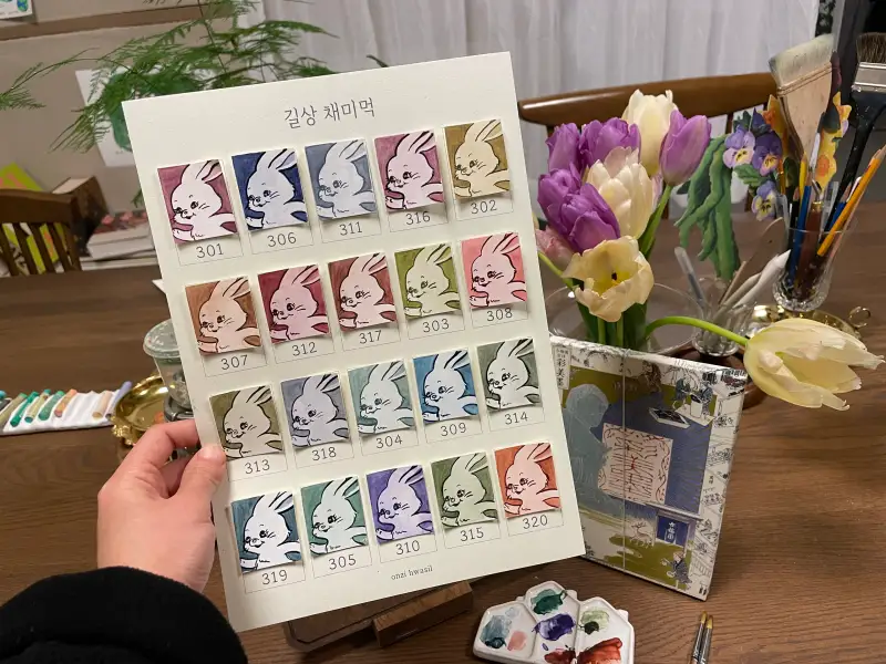 토끼그리기,뉴진스토끼,토끼그림,발색표,컬러차트,고체물감,길상,길상안채,길상채미먹,화방넷체험단,협찬,동양화물감,한국화물감,온지화실,디토토끼,부산취미미술,남포동취미미술,부산화실,남포동화실