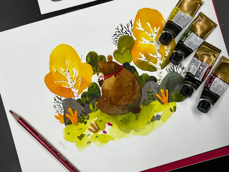 수채화,미젤로골드미션,수채화물감,그림