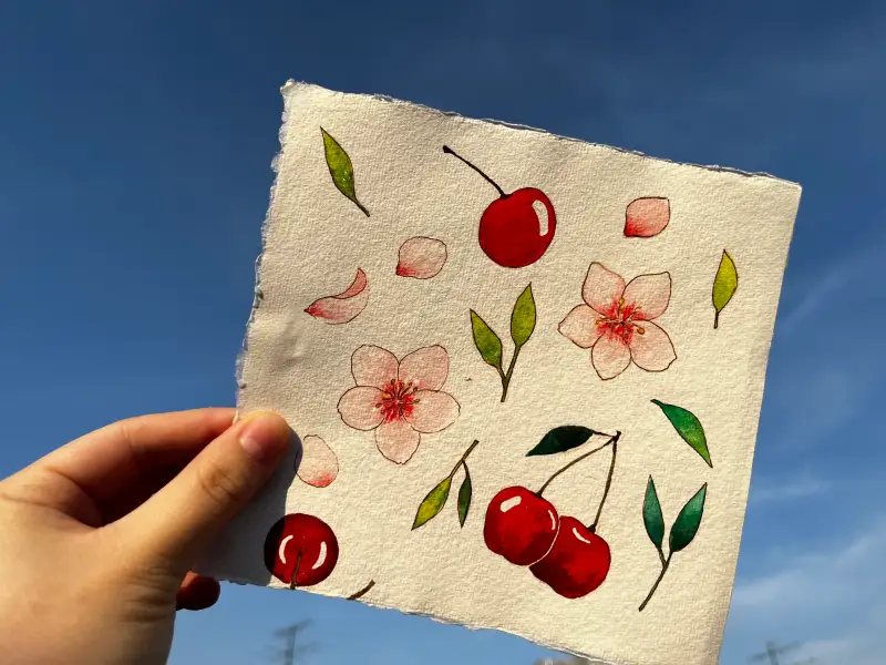 고체물감,꽃,수채화