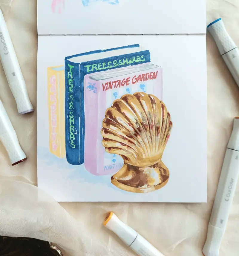 금속질감,마카,조개