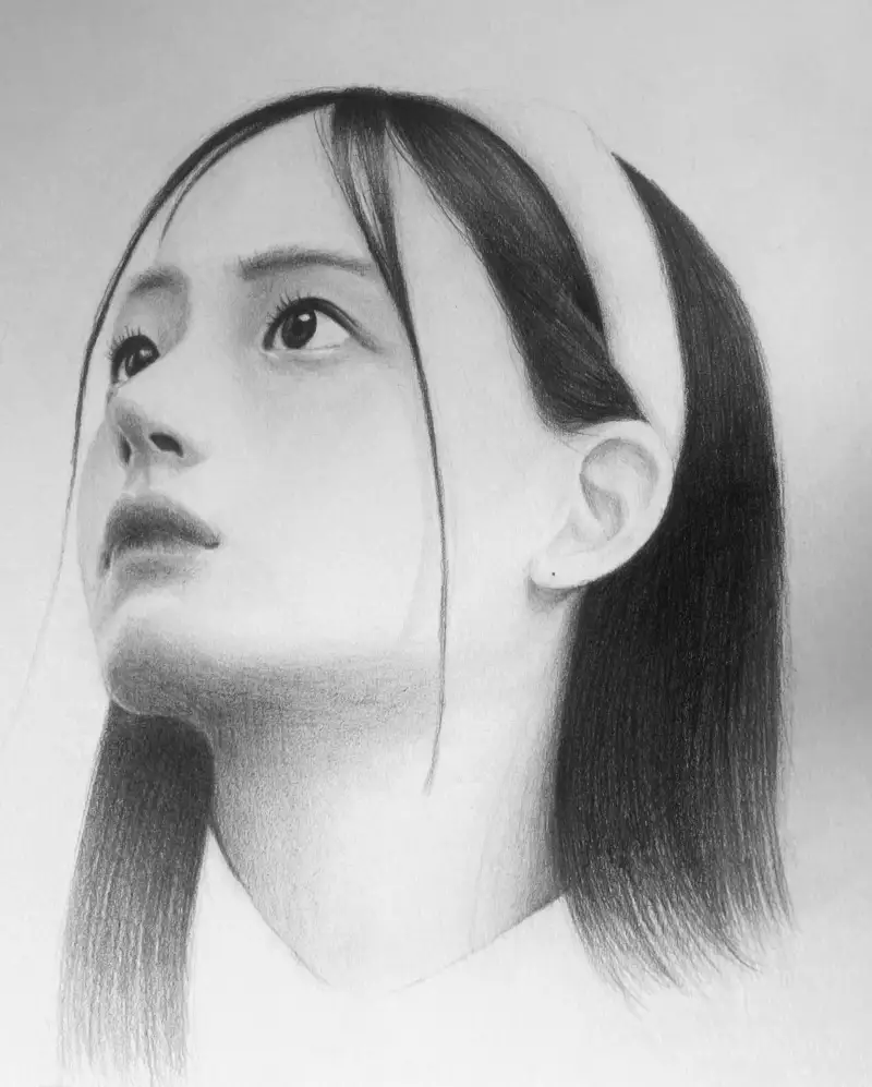 인물화,뉴진스,민지,소묘,연필,샤프,초상화,그림